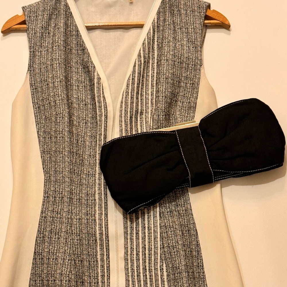 Barneys New York Black and White Bow Shaped Clutch